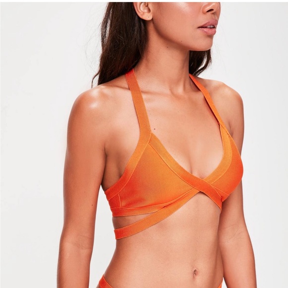 MISSGUIDED strappy plunge, bikini in orange. NWT - Picture 6 of 8